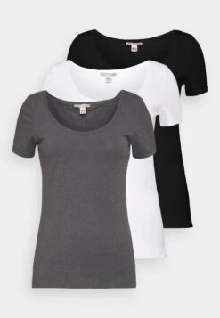 3 Pack - T-Shirt Basique - White/Black/Dark Grey