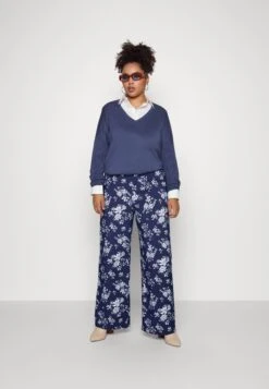 Wide Leg Pant - Pantalon Classique - Dark Blue/Off-White -Anna Field afd4b8cd38cf44ce8abd0fd77372f333